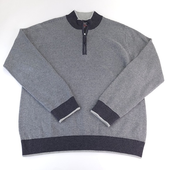 Robert Graham Other - Robert Graham Sweater Mens‎ XL Gray Quarter Zip Pullover Cotton Cashmere Blend